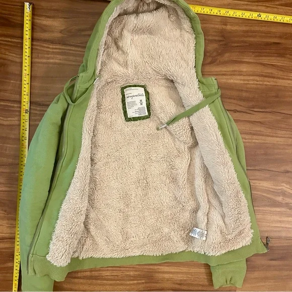 Aeropostale Green Sherpa fur lined Hoodie - Picture 2 of 5